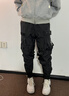 VIP飞行潮牌工装裤男士宽松多口袋休闲裤春秋薄款运动长裤束脚裤机能风伞兵裤 黑色 M 实拍图