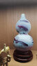 傲世小号新中式钧瓷窑变陶瓷器花瓶工艺品客厅摆件家居酒柜玄关电视柜 窑变山水葫芦瓶（配木质旋转底座） 实拍图