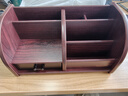 金隆兴 多功能木质笔筒摆件 办公桌面置物大容量办公文具用品抽屉遥控器收纳盒 红木纹 C2031 实拍图