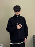 主意范（ZHUYIFAN）双拉链开衫毛衣外套男半高领加厚保暖秋冬oversize情侣针织衫夹克 黑色 半高领 XL 125-145斤 实拍图