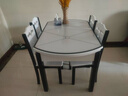 田园驿站钢化玻璃餐桌家用实木餐桌椅组合简约小户型可伸缩折叠圆吃饭桌子 【方格玻璃】颜色自选 1.35m 【一桌六木椅】 实拍图