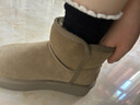 骆驼（CAMEL）懒人毛毛鞋雪地靴女反绒增高厚底冬季保暖靴 L23W275056 卡其 35 实拍图