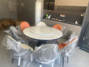 赫梵丝 餐桌 大理石餐桌椅组合现代简约圆形餐桌家用带转盘吃饭圆桌 1.3米 一桌八椅【带大理石转盘】 飘带纹 椅子颜色留言 实拍图