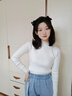 翊尚美毛衣女冬新款春秋季半高领针织衫女士打底衫修身显瘦蕾丝内搭上衣 白色【春季薄款】 M 【90-115斤】 实拍图
