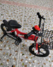 童贝星儿童自行车男孩2-3-6-8-9岁小孩单车脚踏车宝宝童车 中国红+ 辐条轮 +后座款头盔大礼包 14寸适合身高95-115cm 实拍图