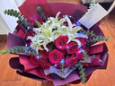 幽客玉品鲜花速递红玫瑰花束表白送女友老婆生日礼物全国同城配送 33朵红玫瑰百合花束 实拍图