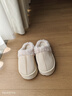 原沐初保暖厚底棉拖鞋女室内外穿棉鞋居家耐磨加厚孕妇月子鞋雪地靴 月牙白 38-39 【适合37-38】 实拍图