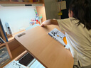 光明园迪灯桌一体儿童学习桌小学生书桌套装可升降写字桌课桌椅悦者120pro 悦者120 pro+A6P卡其+粉椅套 实拍图