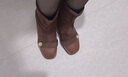 卡帝乐鳄鱼（CARTELO）真皮拼接麂皮短靴女士2026秋冬新款复古风厚高跟修身方头短靴 棕色单里 37 晒单实拍图