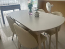 左客左家（ZUOKEZUOJIA）岩板餐桌可伸缩折叠法式家用小户型奶油风抽拉式圆桌餐桌椅组合 伸缩餐桌+4把贝壳椅（现货闪发） 实拍图