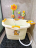 奔麦婴儿洗澡盆儿童洗澡桶圆形宝宝泡澡桶浴桶可坐加厚塑料沐浴盆家用 加大号【感温款+玩具花洒】米 实拍图