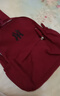 新款NY联名书包男日系初中女生高中生大容量双肩包简约纯色背包潮 酒红色 实拍图