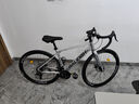 兰令公路车自行车700C成人男碟刹变速赛车学生女城市通勤代步单车 风行者 太空银 钢架 700C 弯把 700C 24速 定位变速 内走线 线碟 40刀 实拍图