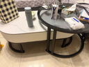 森生林岩板茶几客厅小户型简约轻奢椭圆形可伸缩茶桌 C14-1黑架白箱 雪山白+黑玻 100cm椭圆茶几+70cm小圆边几 实拍图