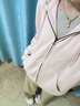 迪卡侬加绒外套女连帽拉链运动卫衣宽松保暖健身训练上衣 石英粉 L 实拍图