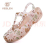 维布伦（VEBLEN）洞洞鞋女夏季厚底防滑包头凉鞋平跟软底海边沙滩鞋果冻鞋外穿拖鞋 牡蛎金 39 正码正拍 实拍图