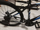 EG7山地自行车成人学生变速越野单车双减震赛车26寸青少年男女 辐条【加厚防滑轮-更安全】黑蓝 26寸21速【适合：160-180CM】 实拍图