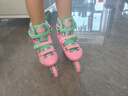 米高轮滑鞋S3儿童花样溜冰鞋套装高端平花四码调节直排初学花式旱冰鞋 粉色鞋+包 L (37-40) 实拍图
