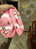 贝瑞加（Babyprints）儿童围裙套装画画衣防水吃饭绘画罩衣反穿衣防溅衣含套袖 粉小羊 实拍图