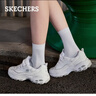 斯凯奇（Skechers）新年礼物女鞋春季蕾丝熊猫鞋厚底增高百搭休闲运动经典复古老爹鞋 白色/WHT 37.5 尺码偏大，建议选小半码 实拍图