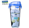 Glasslock 韩国进口玻璃水杯加厚可爱情侣杯随手杯可爱透明茶杯 钢化玻璃不带刻度蓝附杯套450ml 实拍图