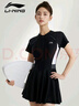 李宁（LI-NING）泳衣女连体裙式游泳衣遮肚显瘦抗氯速干温泉泳装546 黑色 XXL  实拍图