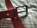 头层派（TOUCENGP）皮带男真皮针扣头层纯牛皮休闲腰带牛仔裤带百搭中青年礼物送男友 本命年红色（带宽3.8cm） 115cm 推荐体重150-165斤 实拍图