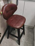 伊豪格吧台椅家用岛台高脚凳实木高脚椅子前台收银吧凳美式轻奢酒吧椅子 黑色实木脚-棕色油蜡皮 坐高65cm【适配90-95台面】 实拍图