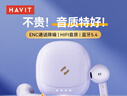 海威特（HAVIT）真无线蓝牙耳机 半入耳式运动降噪重低音音乐游戏低延迟 通用华为苹果手机 E9紫色 实拍图