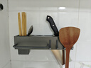 刀架壁挂式免打孔厨房用品多功能菜刀置物架刀具筷子筒一体收纳架 【优雅黑】30CM 单筷筒+4挂钩 实拍图