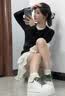 狄德拉小码真皮内增高小白鞋女2026春秋款厚底小个子百搭休闲运动松糕鞋 9cm白绿 (牛皮) 36 (230mm) 标准码 实拍图