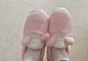 包跟棉拖鞋女家居棉拖女士月子鞋居家棉鞋冬季带跟毛拖鞋毛毛鞋男 粉红色 38-39码（适合37-38码） 实拍图