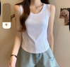 俞兆林小吊带背心女鱼骨螺纹修身显瘦胖MM外穿辣妹无袖T恤上衣白色秋冬 实拍图