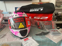 LS2情侣摩托车头盔男女机车赛车四季全盔儿童盔防雾大尾翼802 特白/粉红摩擦 L(建议53-54头围) 实拍图