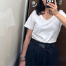京东京造短袖T恤女10A抗菌秋季新款修身显瘦女装抑菌防汗 白色V领 M 实拍图