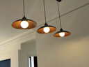 凡真中古侘寂风餐厅吊灯胡桃木色简约个性艺术飞盘3头餐桌吧台小吊灯 胡桃木色 3头长盘100CM 三色变光 实拍图