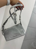 CHARLES&KEITH褶皱油蜡皮斜挎小方包手提包腋下包女士生日礼物CK2-80160183 Grey灰色 S 实拍图