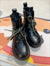 大东女士2025秋冬新款马丁靴女百搭英伦风厚底短靴女鞋短筒靴 黑色加绒 37 实拍图