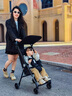 热豹溜娃车儿童推车轻便折叠旅行婴儿推车可坐可躺口袋婴儿车遛娃神器 【T1升级款+护栏】骑士黑：一键收车+轻小便携 实拍图