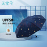 天堂伞遮阳伞太阳伞黑胶防晒伞防紫外线三折便携晴雨两用伞女 小熊 午夜蓝 实拍图