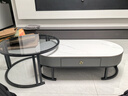 洋意悦  简约茶几客厅家用边桌轻奢小户型茶几电视柜 60鱼肚白岩板+80钢化玻璃 实拍图
