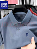 罗蒙100%纯棉高端短袖t恤男士装夏季刺绣polo翻领衫商务爸爸半袖体恤 5372灰蓝【100%棉】 2XL 【建议150-170斤】 实拍图