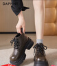达芙妮厚底马丁靴女秋冬季加绒短靴2025新款棕色复古英伦风增高靴子女鞋 实拍图