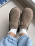 百丽厚底保暖毛毛鞋女2025冬新二层牛皮复古勃肯鞋JD009DM5 灰单里 35 实拍图