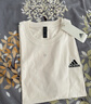 adidas情侣休闲纯棉上衣圆领短袖T恤男女夏季阿迪达斯官方轻运动 米白 S 实拍图