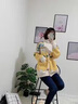 南叮雅格孕妇装秋冬季套装长袖针织开衫外套宽松遮肚上衣T恤两件套秋冬款 黄色开衫+小熊T恤+不加绒灰色裤 L115-130斤 实拍图