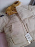 连帽短款棉衣女冬季韩版宽松学院风棉服外套撞色百搭面包服J601 米白色 L （115-130斤） 实拍图