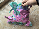 米高轮滑鞋S3儿童花样溜冰鞋套装高端平花四码调节直排初学花式旱冰鞋 粉色鞋 M (33-36) 实拍图