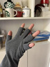 回力德绒半指手套男冬学生写字打字薄款防寒保暖开车骑行露指手套女 黑色【轻便保暖】-分指款 均码 实拍图
