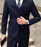 罗蒙（ROMON）西服套装男士商务修身西装男职业正装新郎结婚礼服外套黑色XL 实拍图